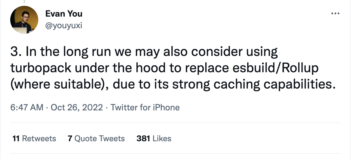 Evan You赞许Turbopack的缓存